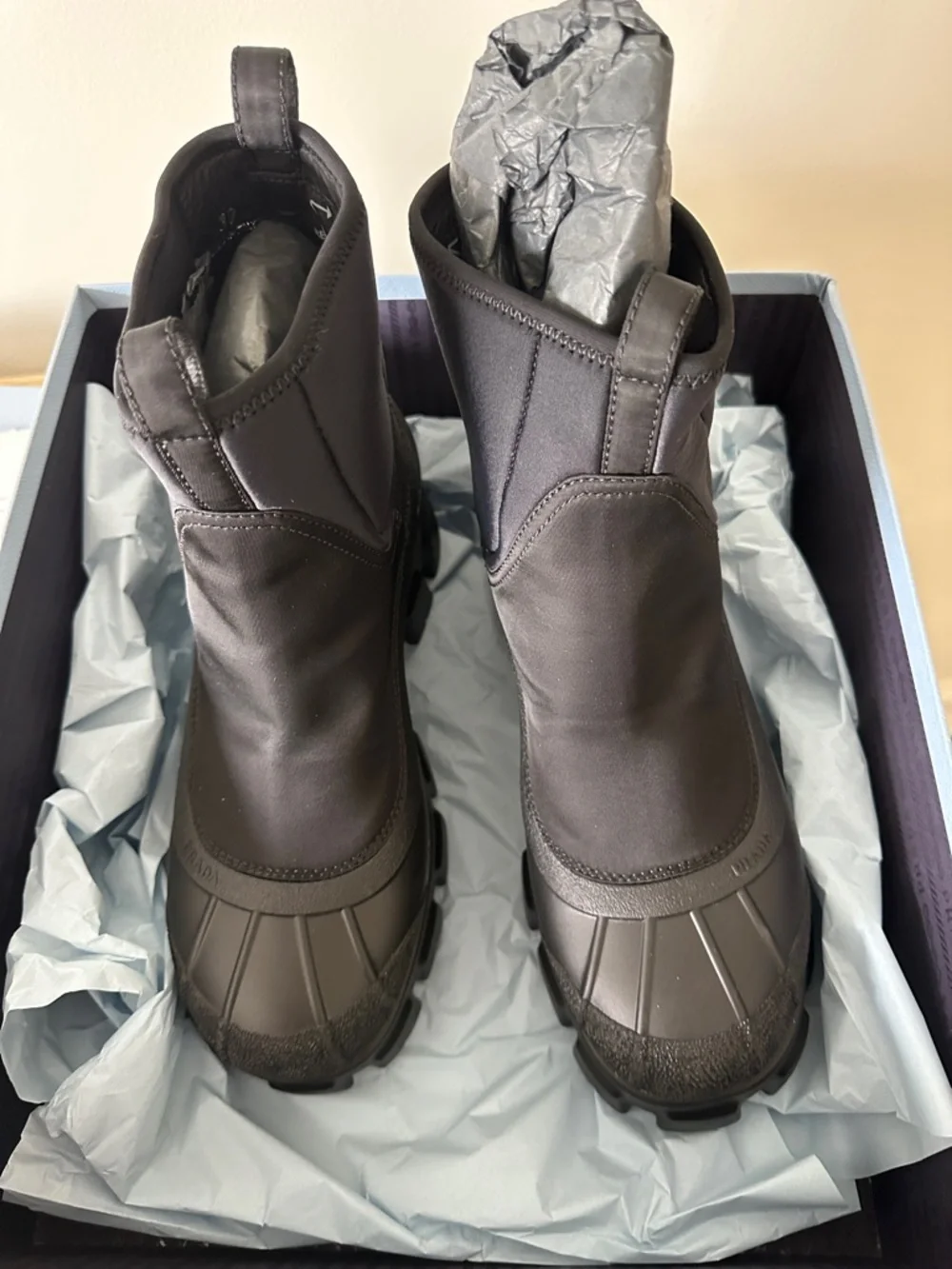 Prada Black Chunky Lug-Sole Chelsea Boots - Picture 4 of 6